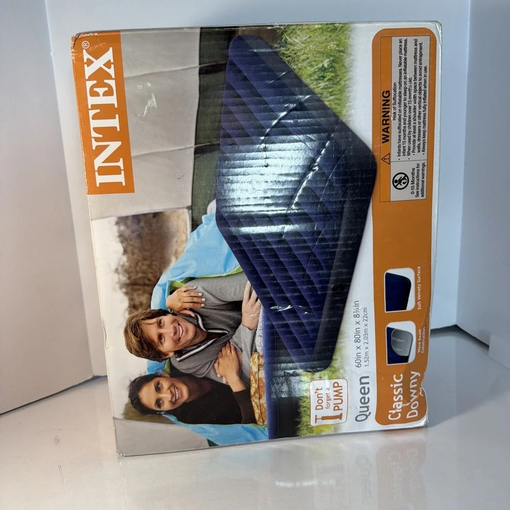 Intex Classic Downy Inflatable Airbed Mattress, Queen (60